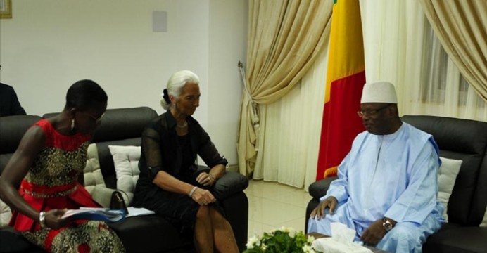 Christine Lagarde rencontre le président de la république SEM Ibrahim Boubacar KEITA
Bamako, le 09 janvier 2014. La Directrice Générale du Fonds Monétaire International (FMI) a rendu visite au président de la république du Mali SEM Ibrahim