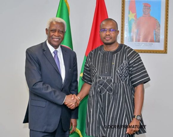Le Premier ministre lors de l'audience avec M. Koby Koomson, Représentant de la société Windmill Rice Farms.