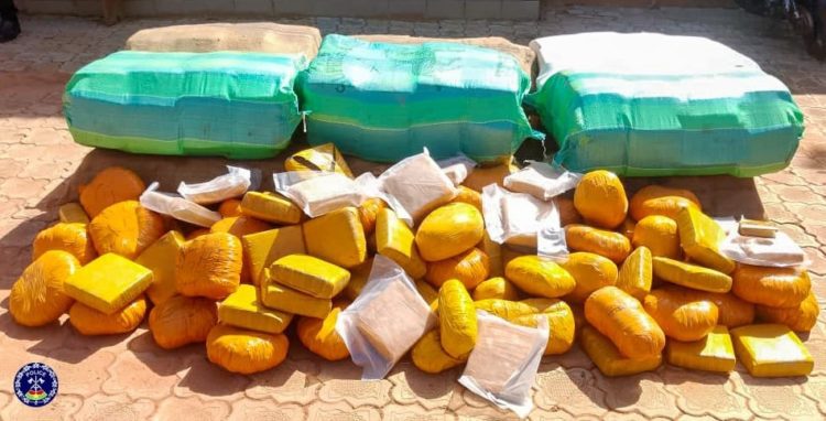 la saisie de plus de 575 kilogrammes de chanvre indien