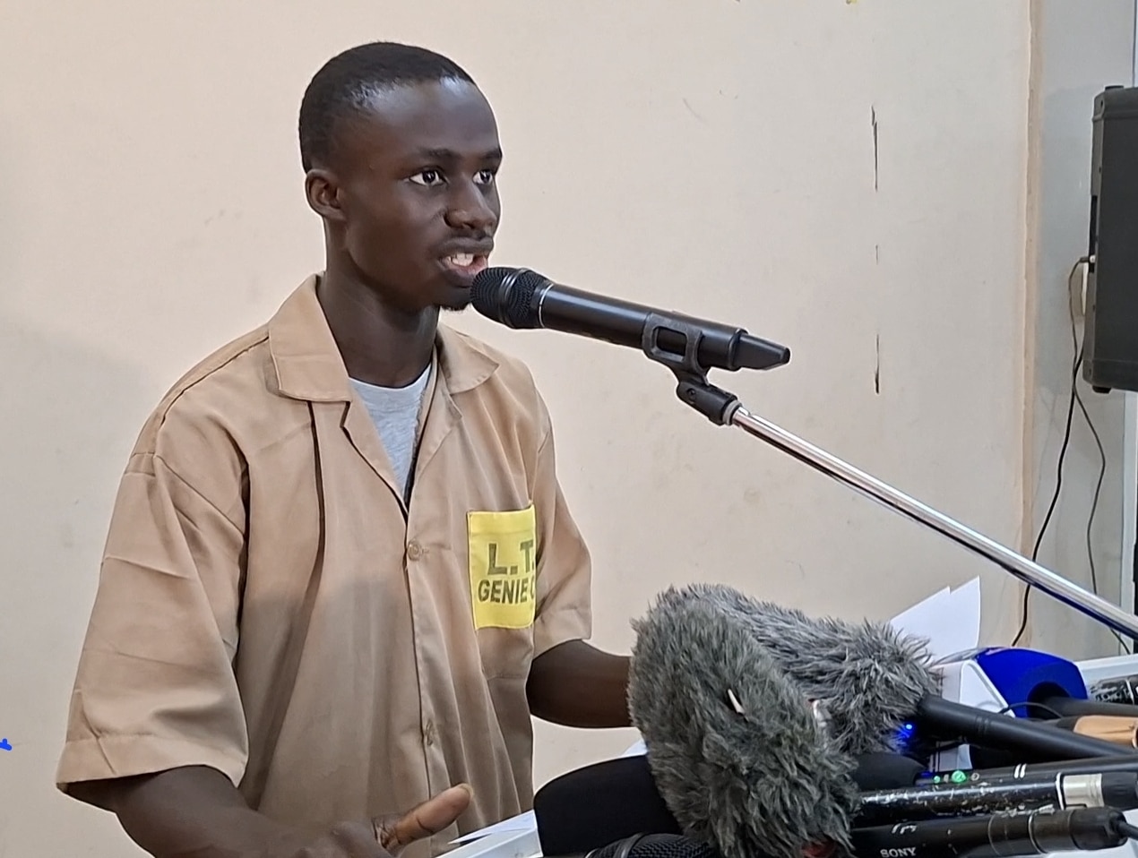 Mohamine Ouédraogo, porte-parole des élèves, exprime la satisfaction des apprenants lors du lancement de l'opération